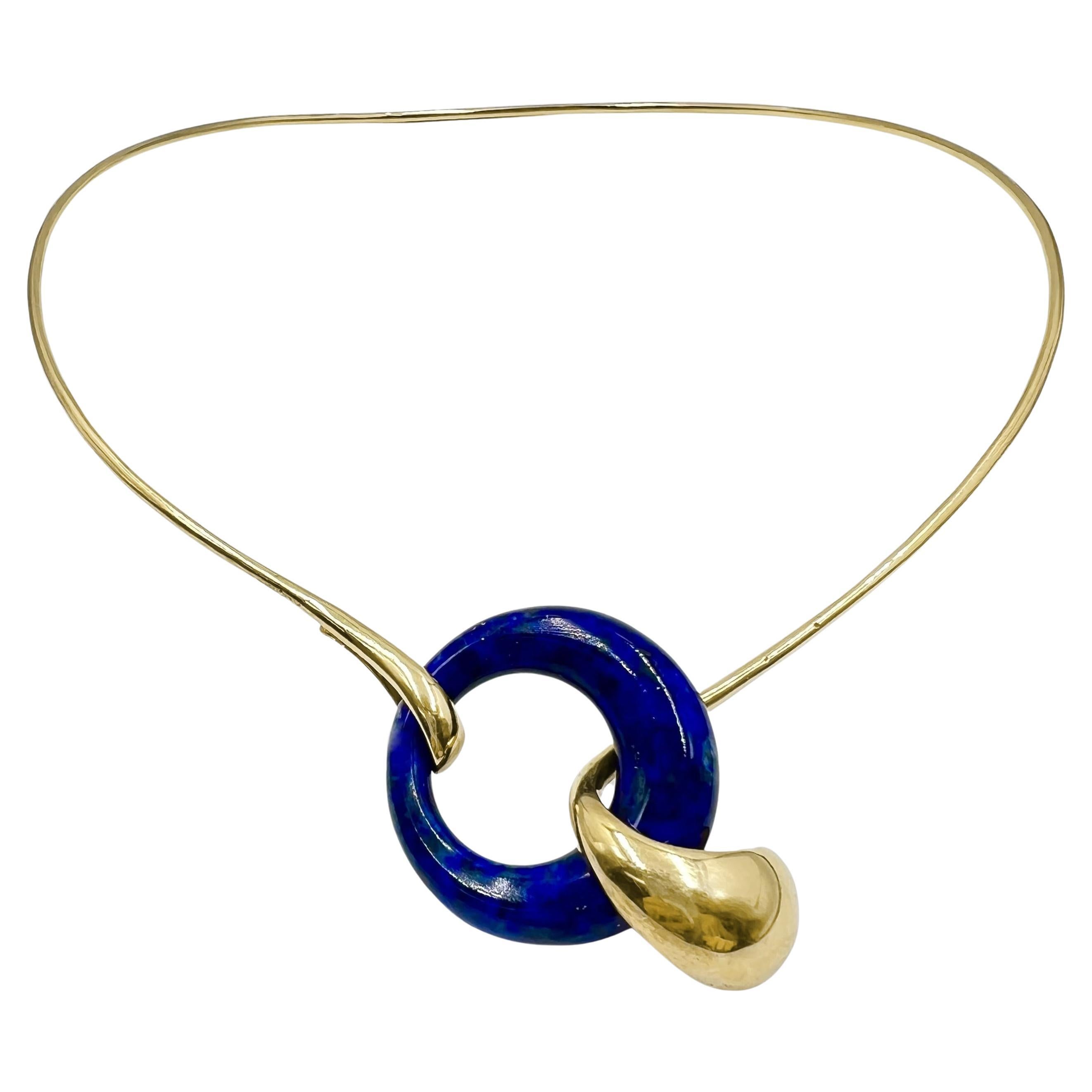 Tiffany Elsa Peretti 18k Gold Lapis Lazuli Collar, Circa 1970s