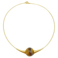 Tiffany Elsa Peretti 18k Gold Tiger Eye Collar, Circa 1970s