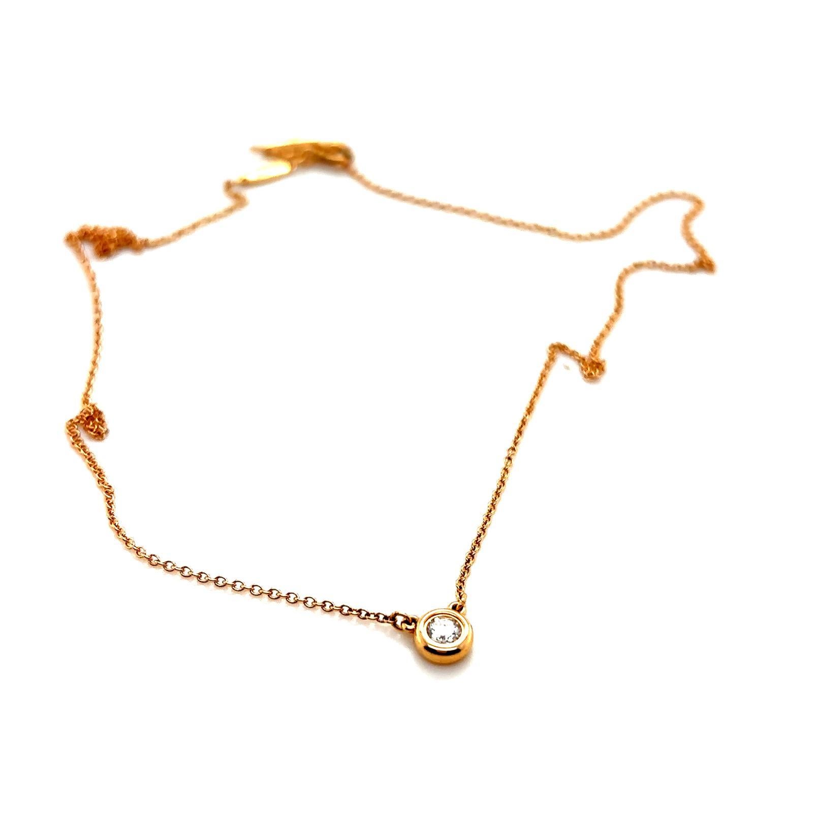 Moderno Tiffany Elsa Peretti Ciondolo con diamanti e catena in oro rosa 18 carati in vendita