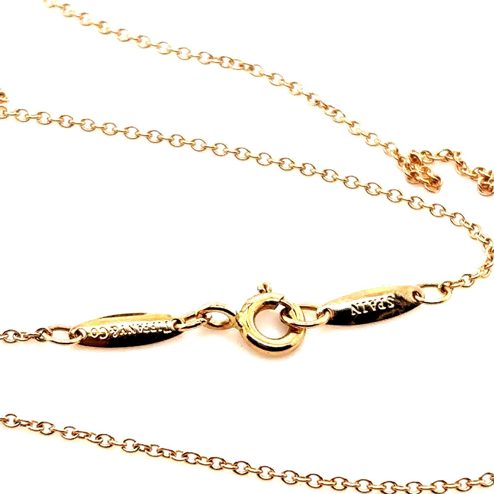 Donna Tiffany Elsa Peretti Ciondolo con diamanti e catena in oro rosa 18 carati in vendita