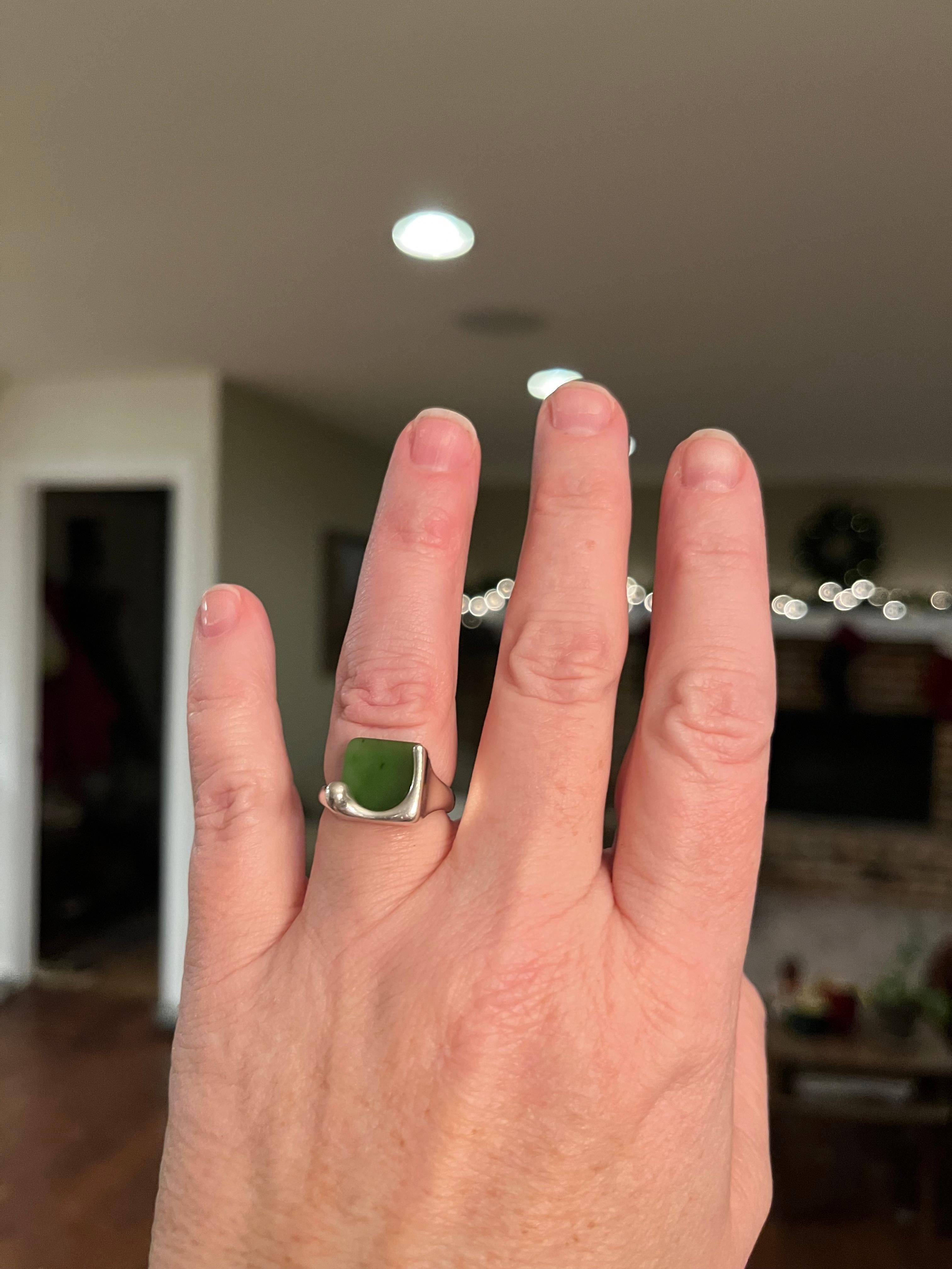 Tiffany’ Elsa Peretti Jade Square Ring In Good Condition In Boulder, CO