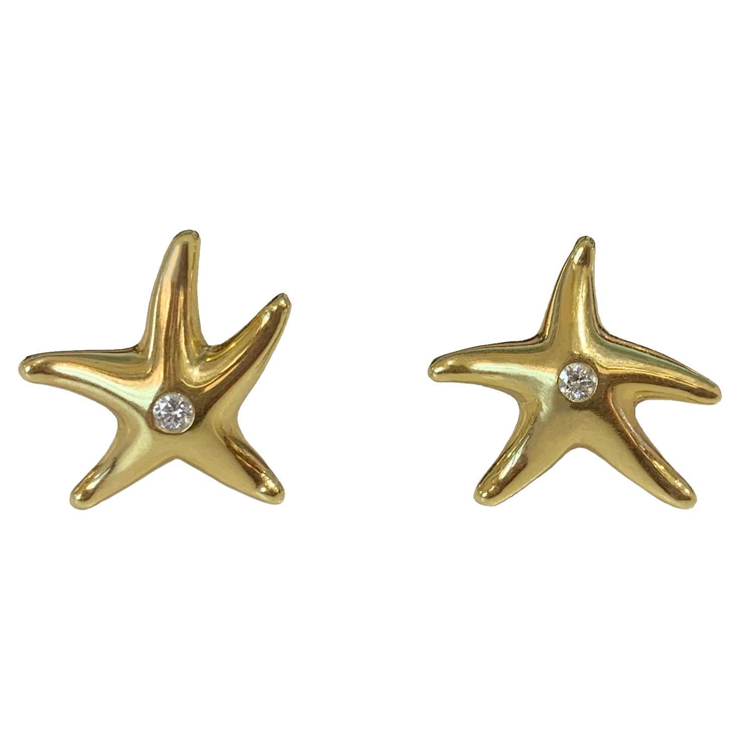 Vintage Elsa Peretti for Tiffany and Co. Diamond Starfish Earrings in 18k  Gold at 1stDibs