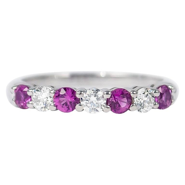 Tiffany & Co. Embrace Band Ring with Brilliant Round Diamonds and Pink Sapphires