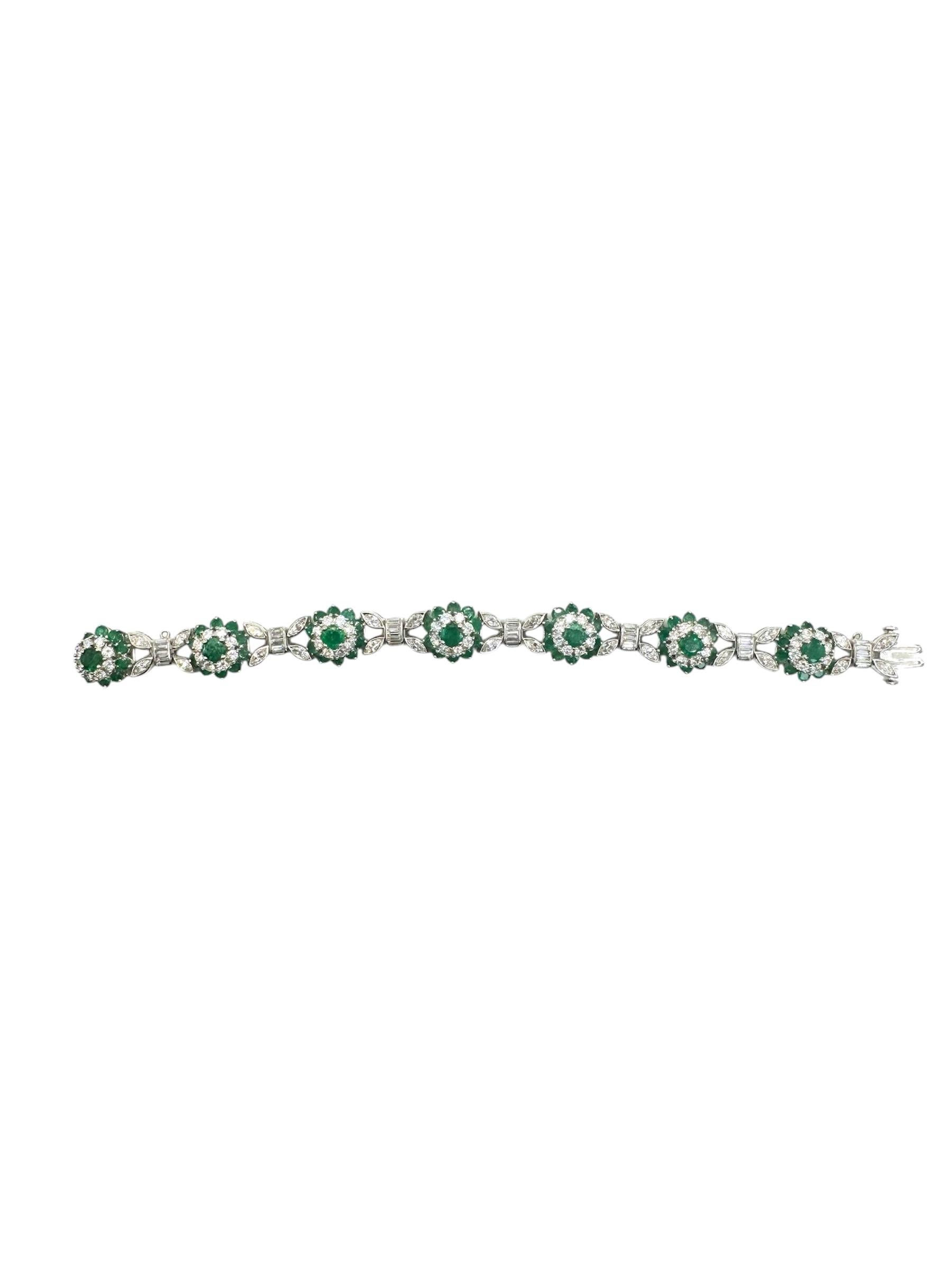 Tiffany platinum and 18K gold emerald and diamond bracelet