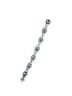 Platinum and 18K White Gold Tiffany Emerald and Diamond Bracelet