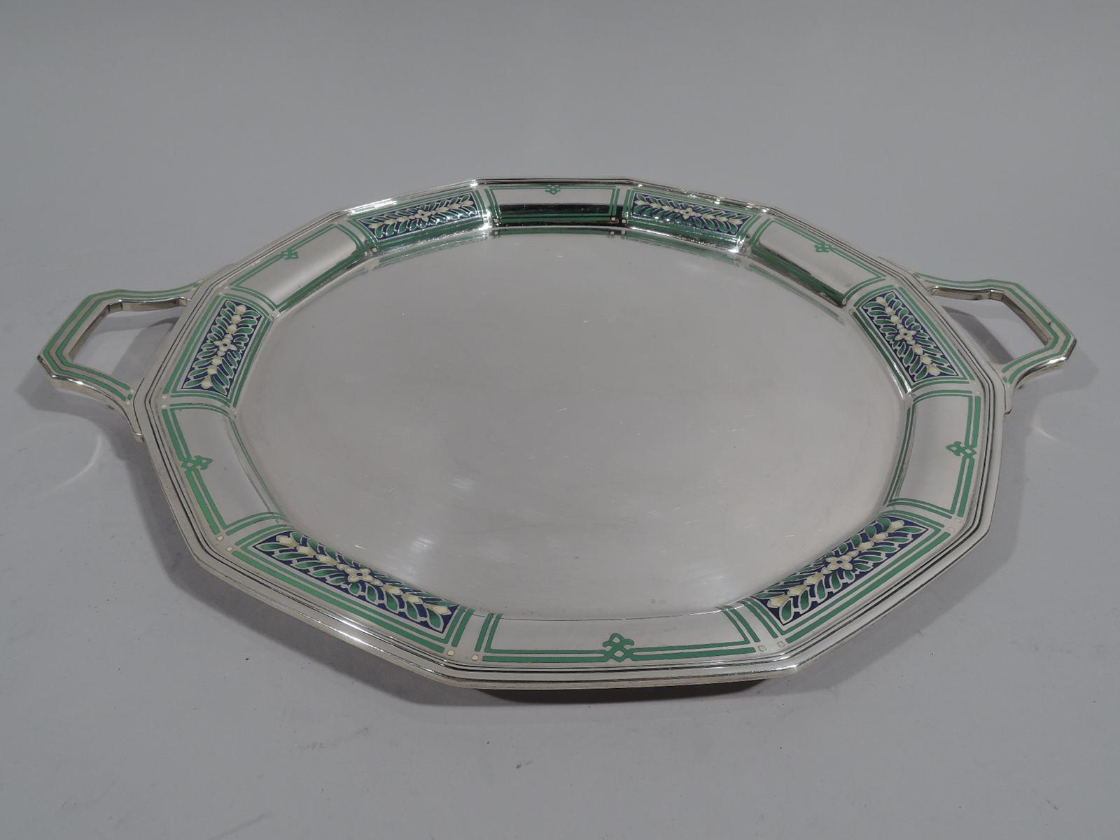 Tiffany Enamel and Sterling Silver Coffee Set on Tray in Art Deco Style 5