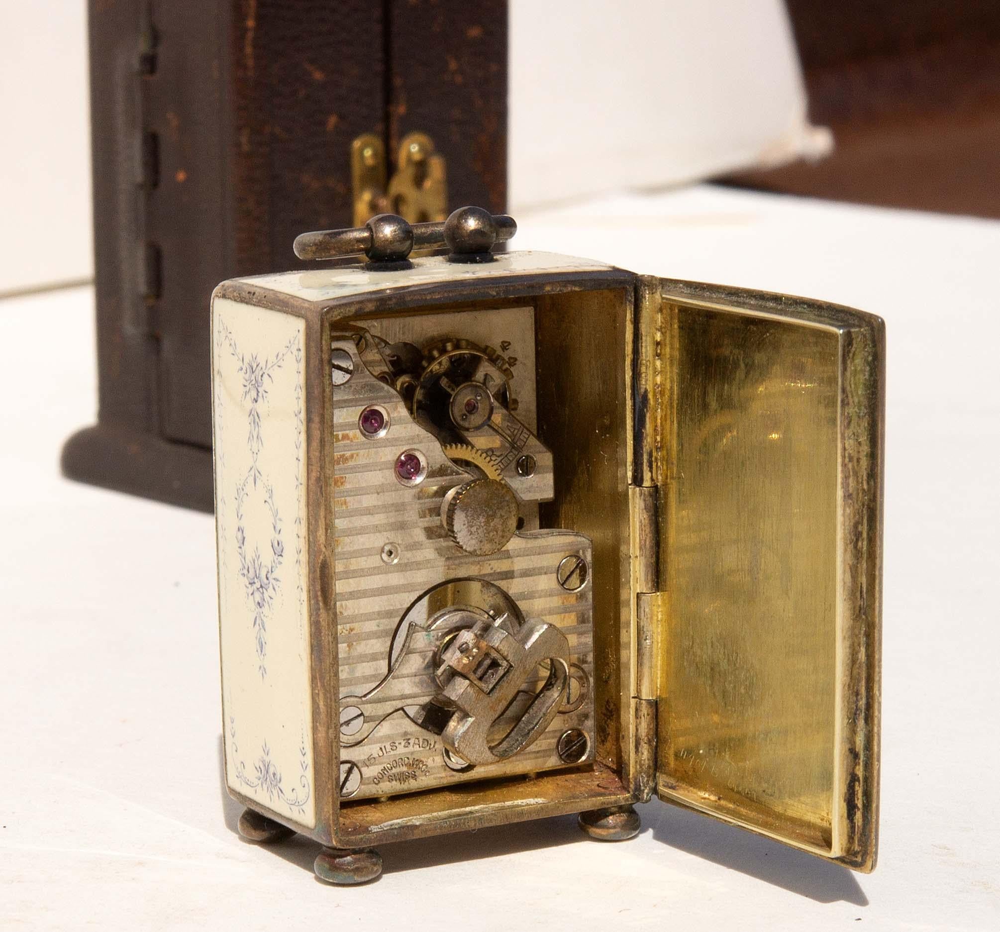 Tiffany Enameled Sterling Silver Travel Clock 4