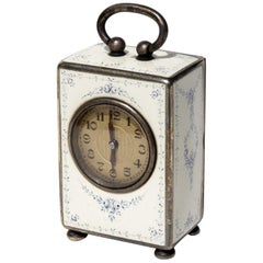 Tiffany Enameled Sterling Silver Travel Clock