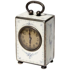 Tiffany & Co. Enameled Sterling Silver Travel Clock