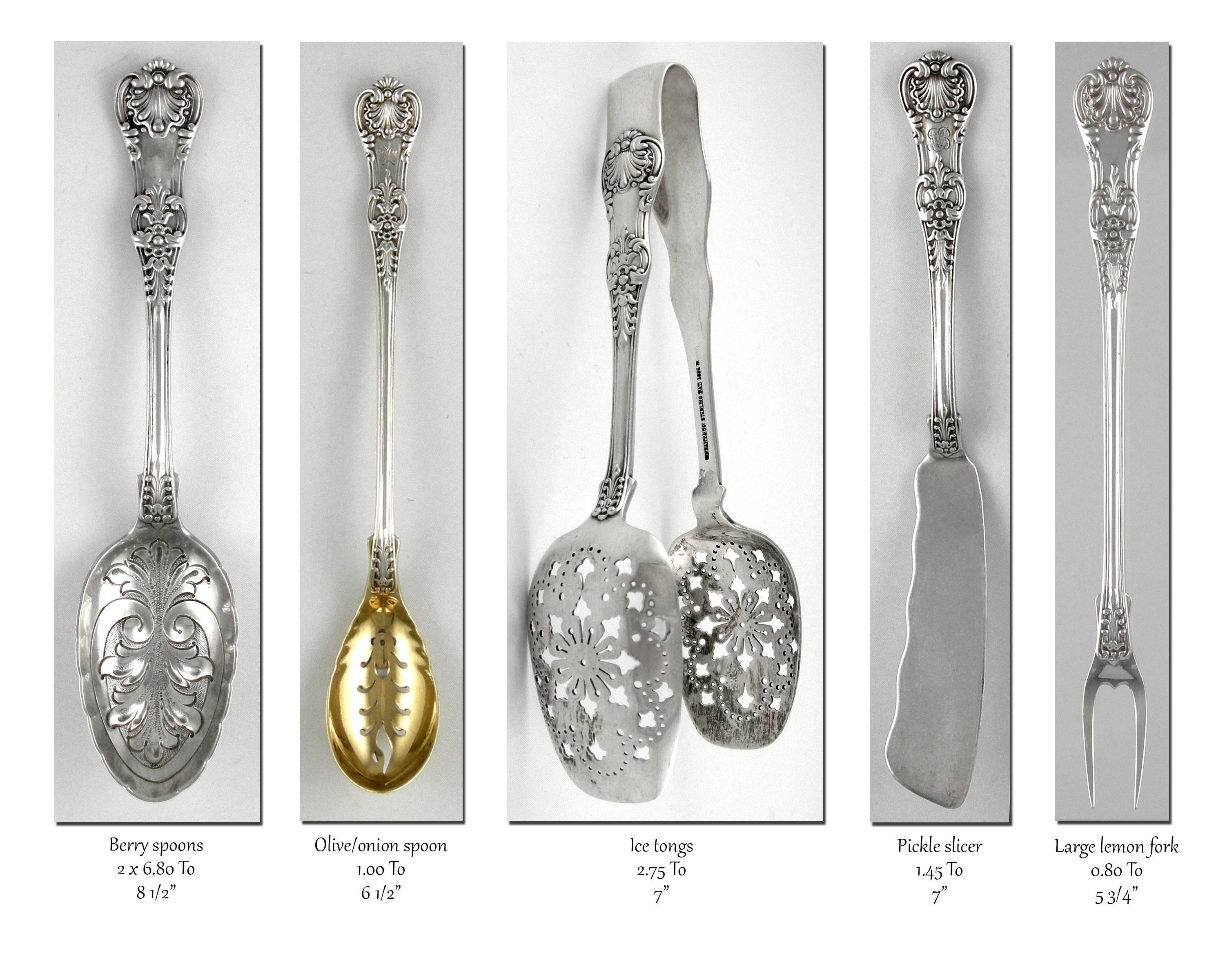 Sterling Silver Tiffany English King 246 Piece Sterling Flatware Set, 1875-1891 For Sale