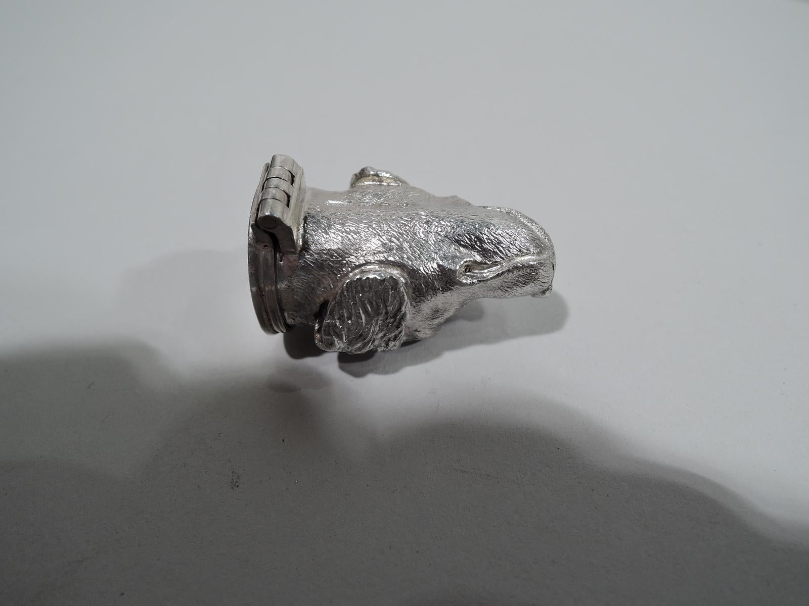 Tiffany English Sterling Silver Dog Pillbox with Retriever Head In Excellent Condition In New York, NY