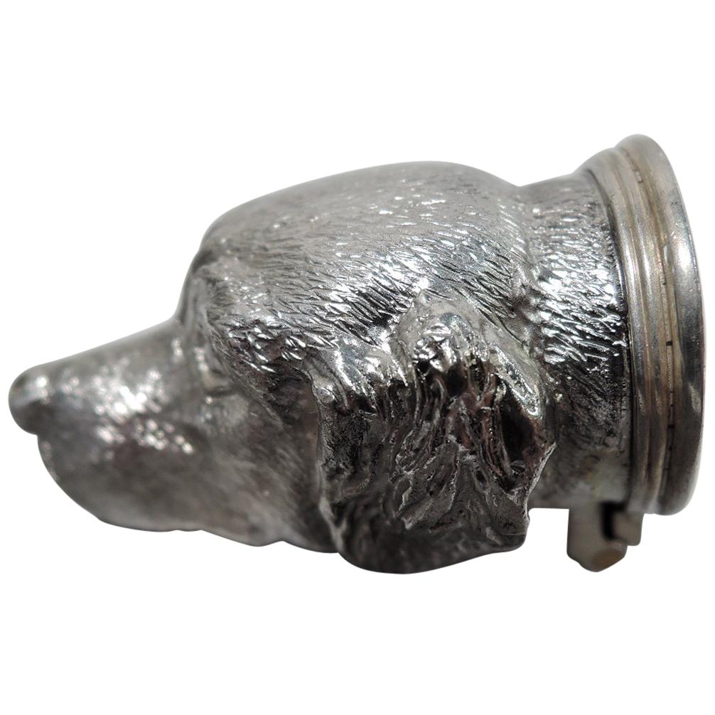 Tiffany English Sterling Silver Dog Pillbox with Retriever Head