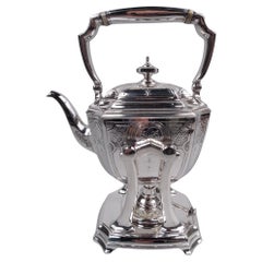 Tiffany Engraved Hampton Sterling Silver Kettle on Stand