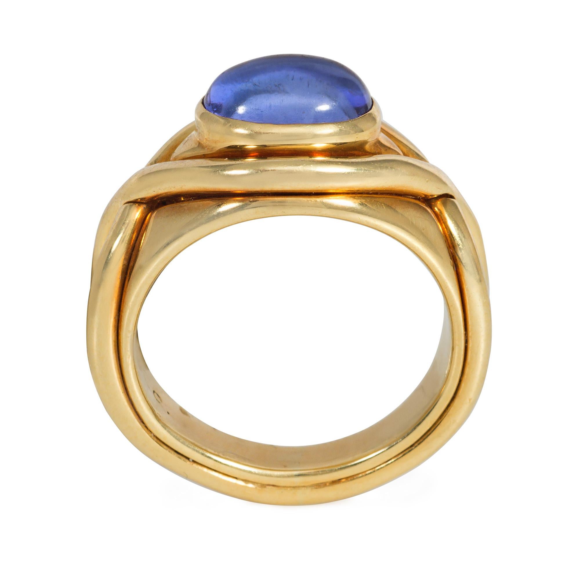Tiffany & Co. Nachlass Gold und Cabochon Tansanit Ring mit umwickeltem Design im Zustand „Gut“ im Angebot in New York, NY