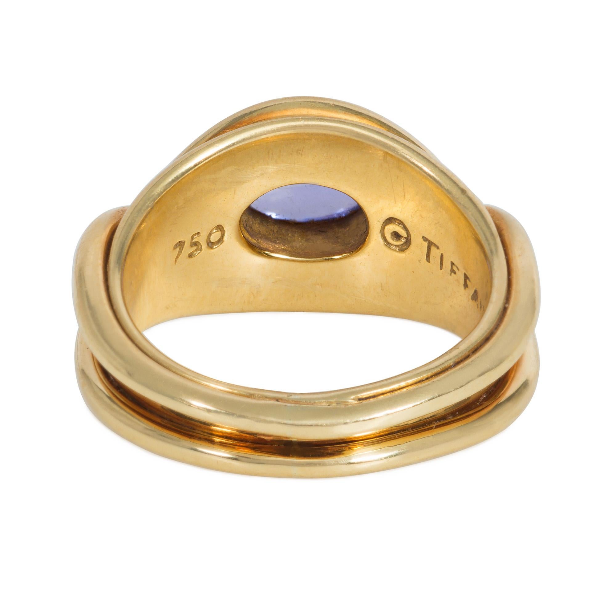 Tiffany & Co. Nachlass Gold und Cabochon Tansanit Ring mit umwickeltem Design für Damen oder Herren im Angebot