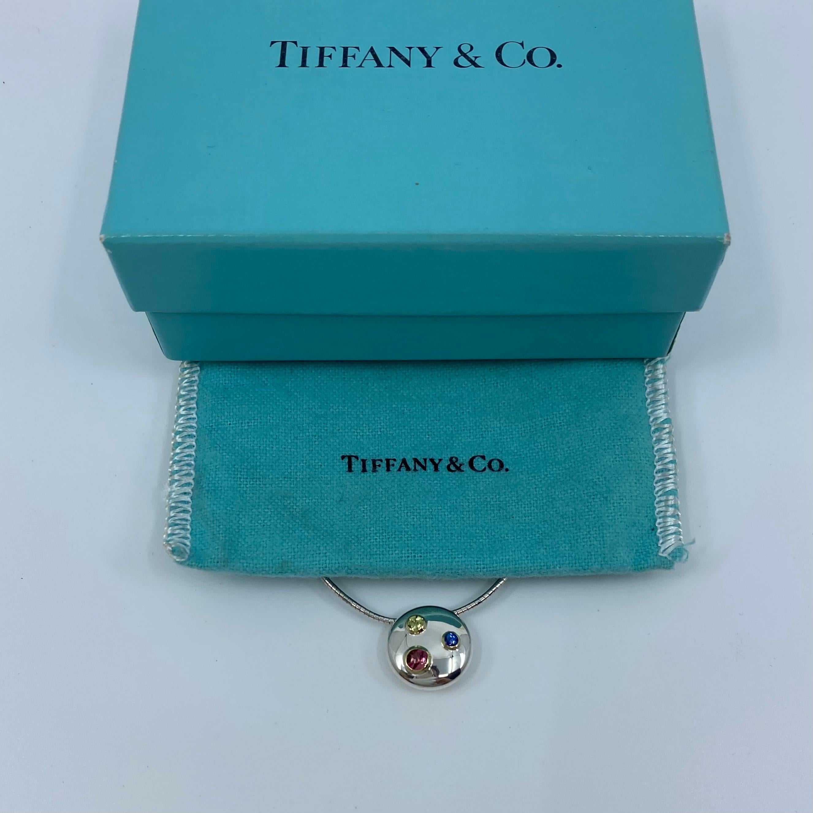 Tiffany & Co. Etoile 18 Karat Gold and Silver Sapphire Peridot Pendant Necklace 2
