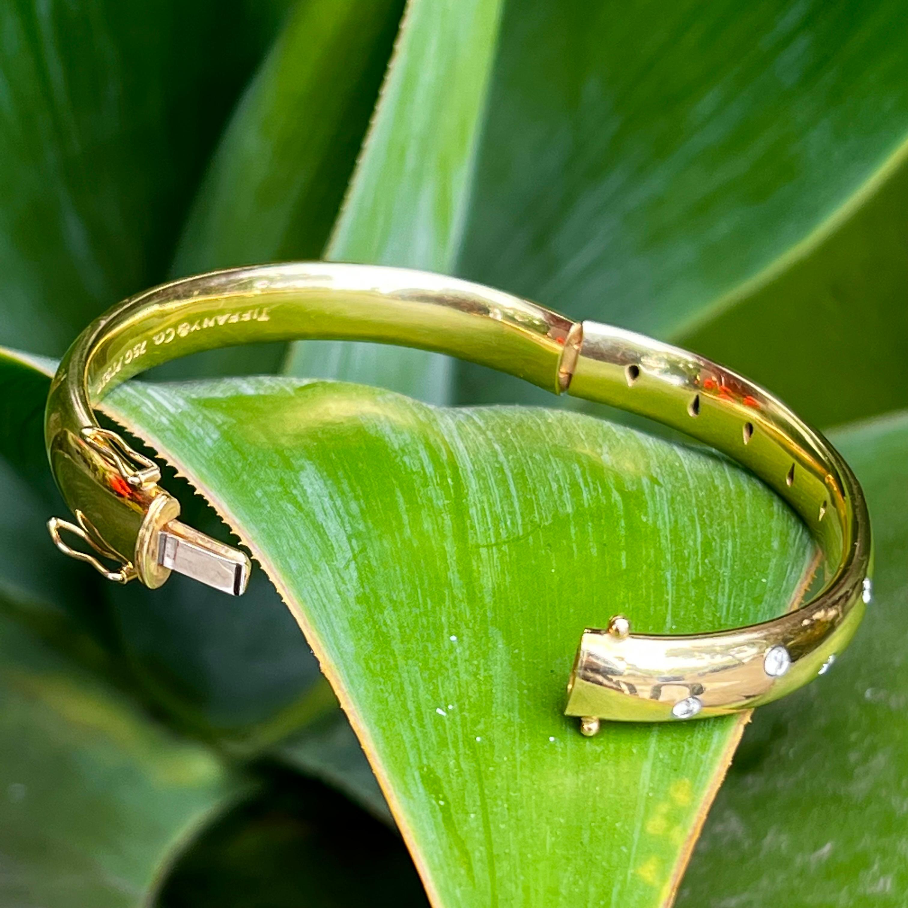 Women's or Men's Tiffany Etoile Bangle in 18 Karat Yellow Gold Diamonds '0.50 Carat' & Platinum