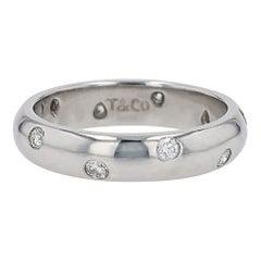 Tiffany Etoile Contemporary Platinum Diamond Wedding Band Size 5.5