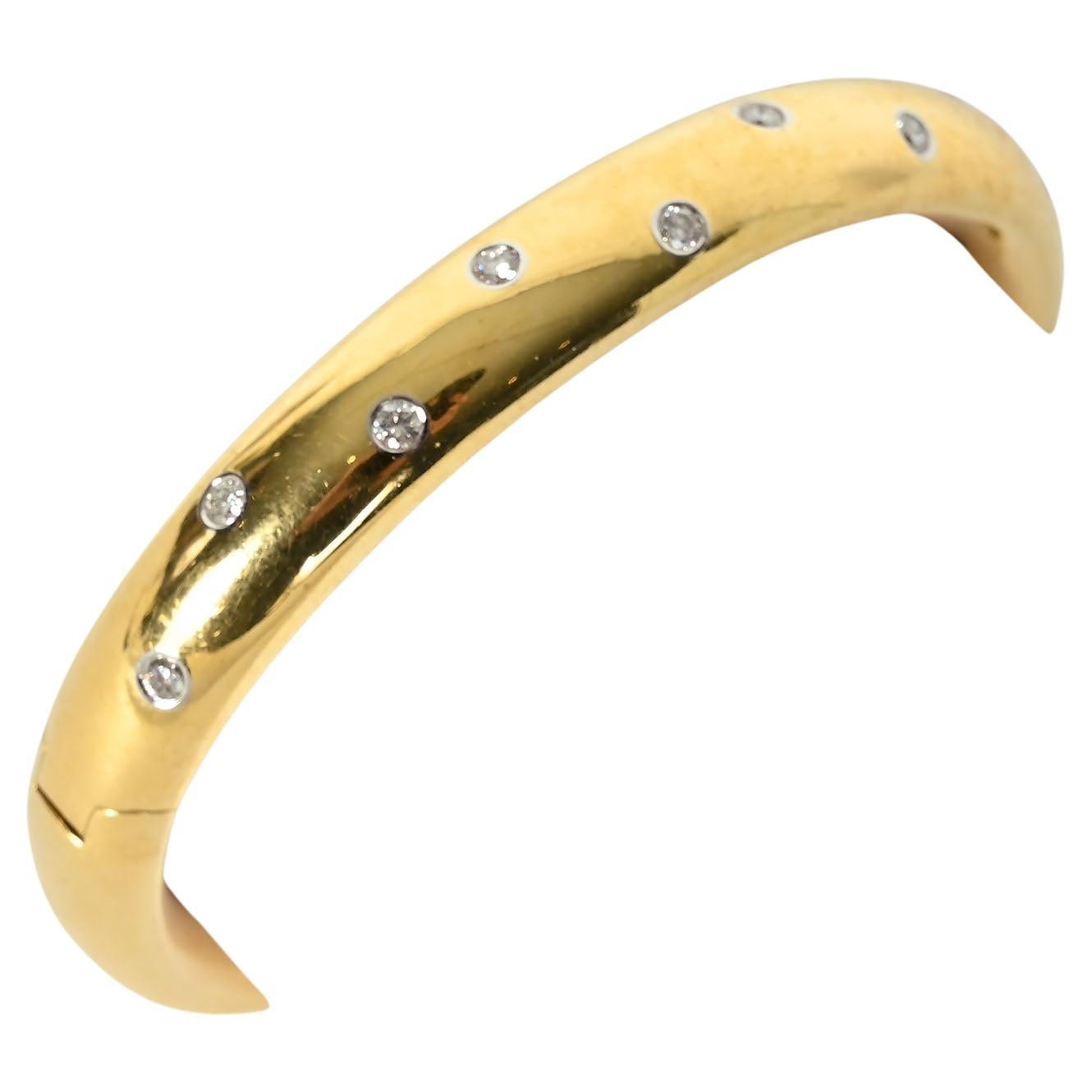 Tiffany & Co. Etoile Gold Bangle Bracelet with Diamonds For Sale