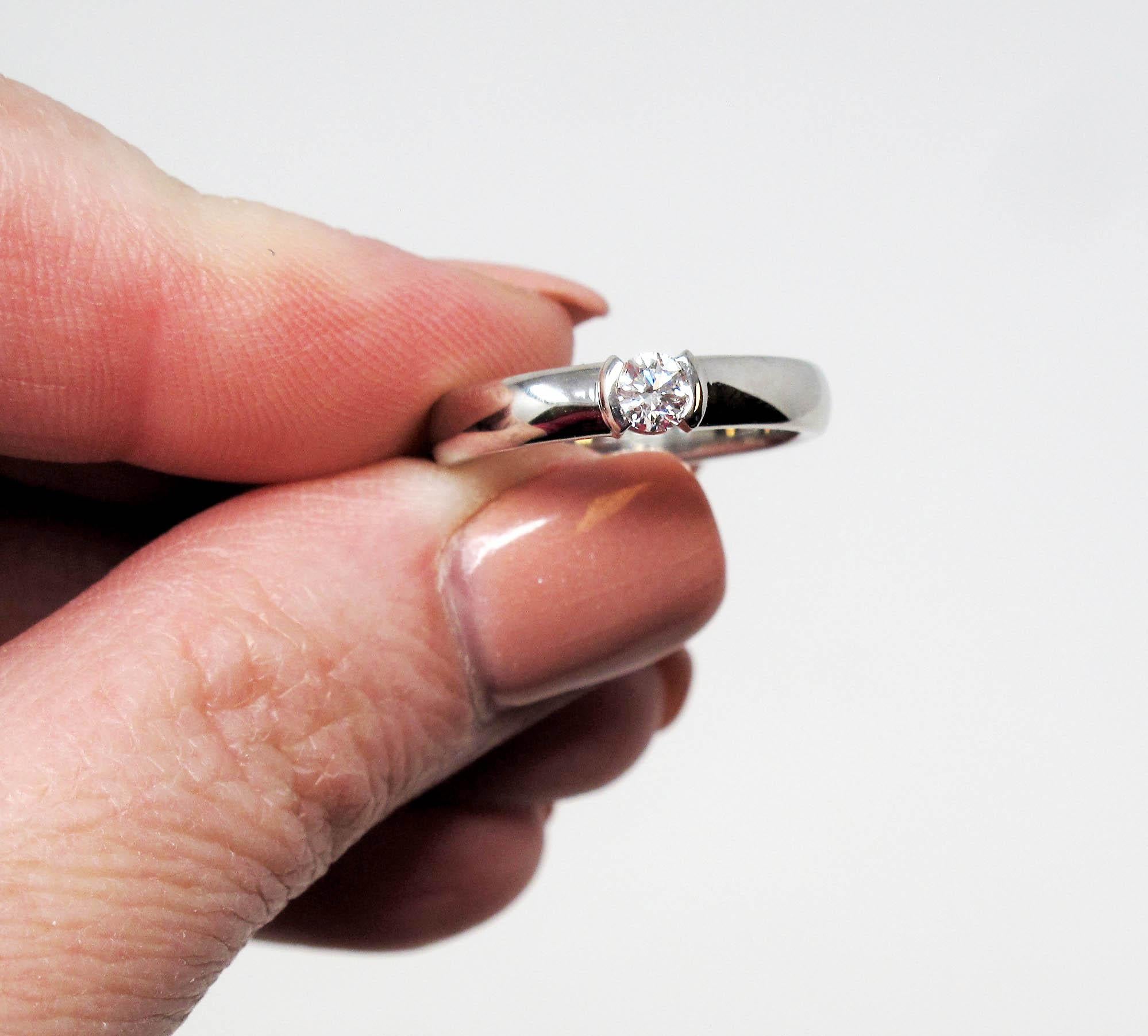 Tiffany & Co. Etoile Ideal Cut Diamond Solitaire Ring in Platinum .20 Carat 1