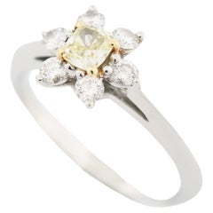 Tiffany Fancy Yellow 0.25 ct Solitaire Flower Buttercup Diamond Ring 