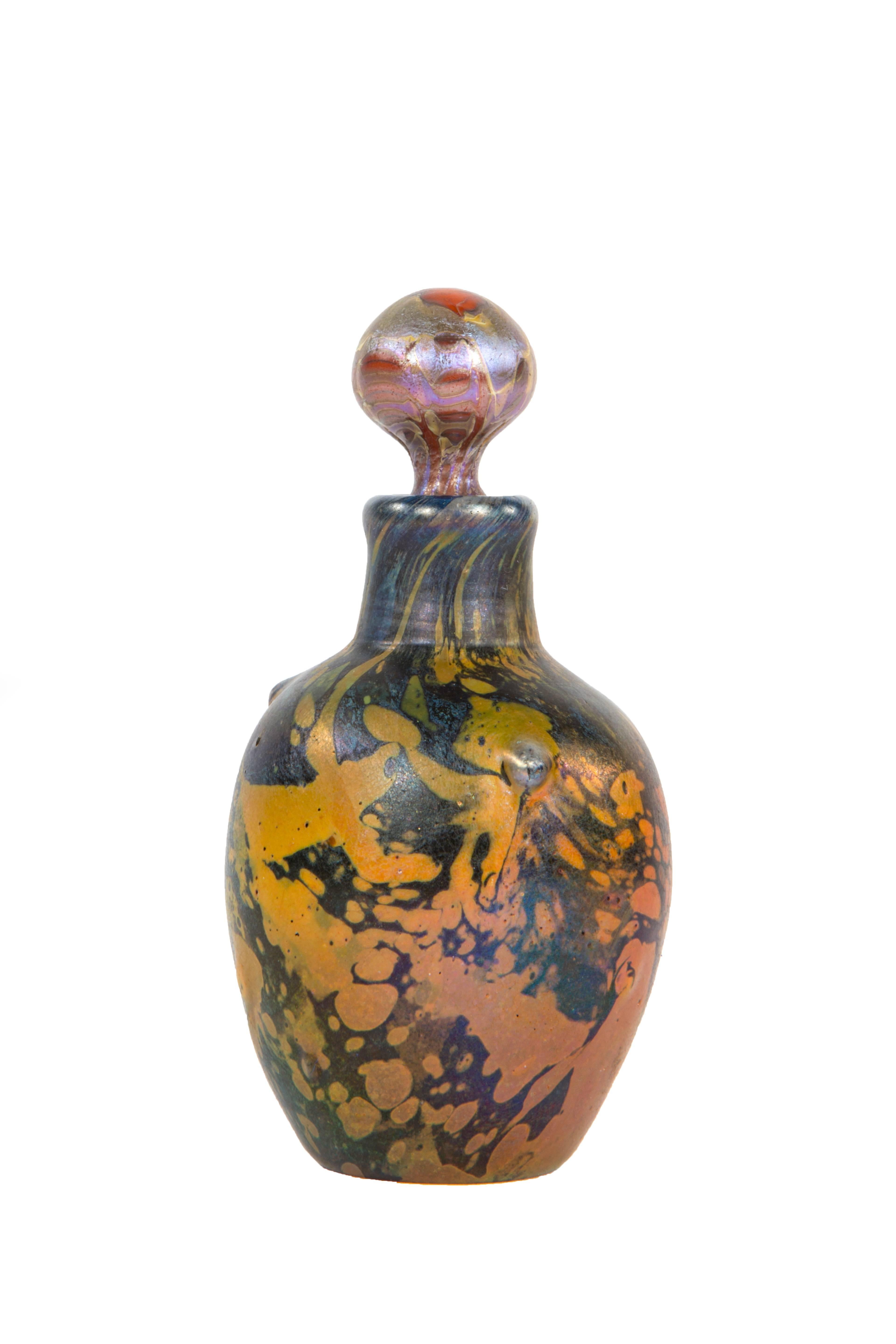 An extremely rare and stunning American Art Nouveau blown glass 