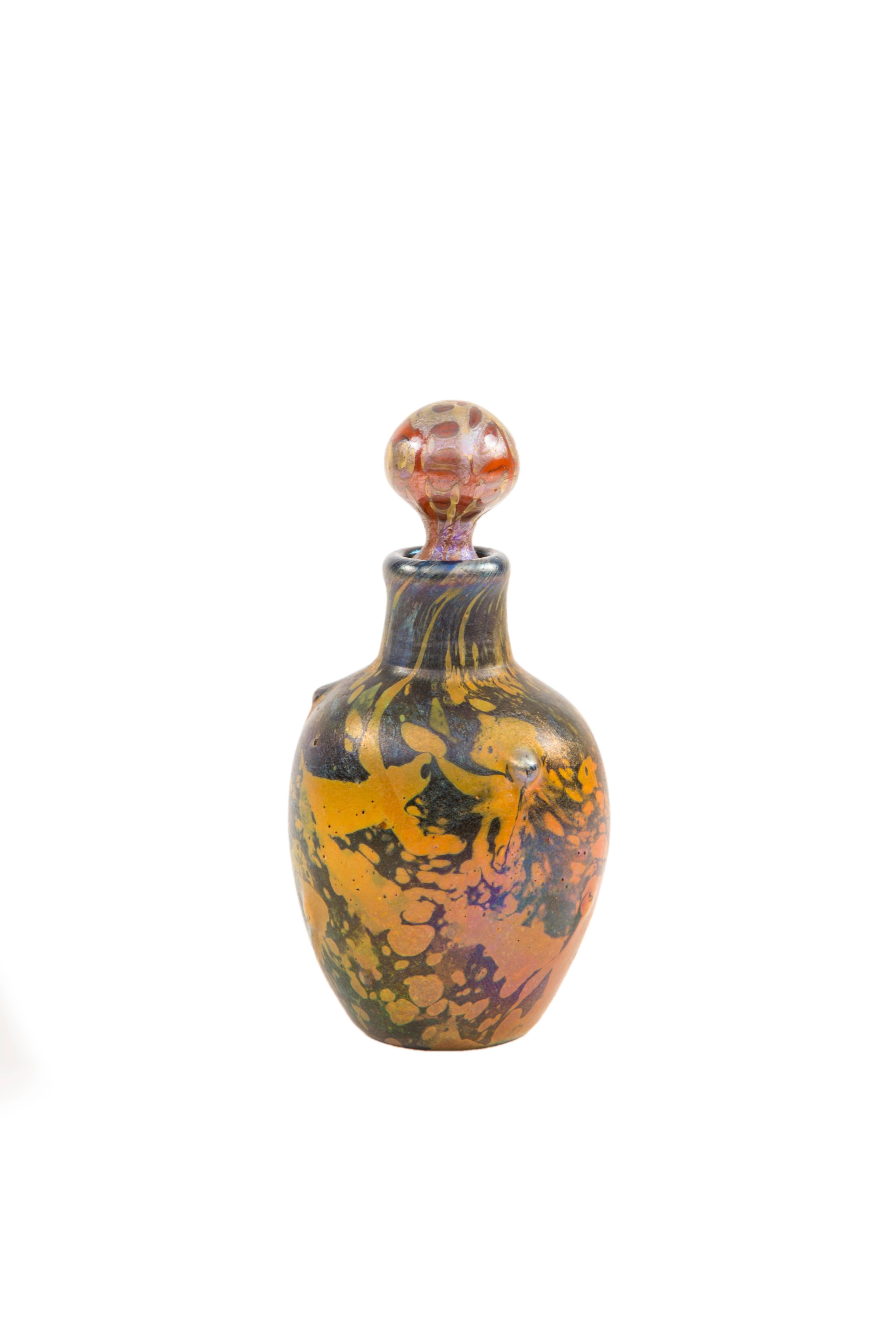Tiffany Favrile Cypriote Decorated Perfume Bottle by, Tiffany Studios In Excellent Condition In Englewood, NJ