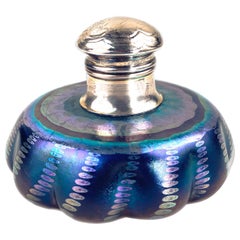 Tiffany Favrile Glass and Sterling Silver Decorated Inkwell by, Tiffany Studios