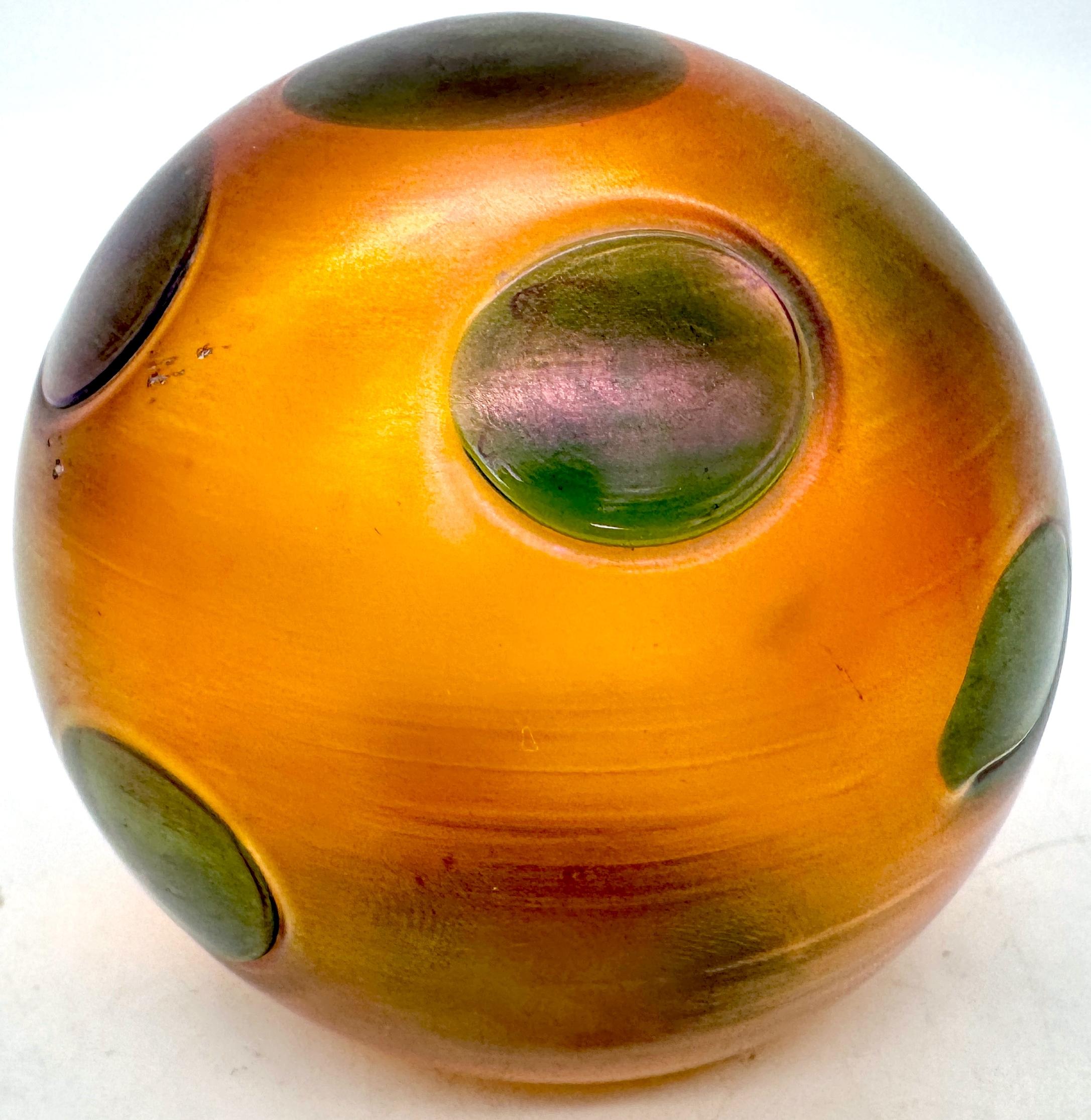 Art Glass Tiffany Favrile Glass Art Nouveau Spotted Paperweight, Signed L.C.T. X17342 For Sale