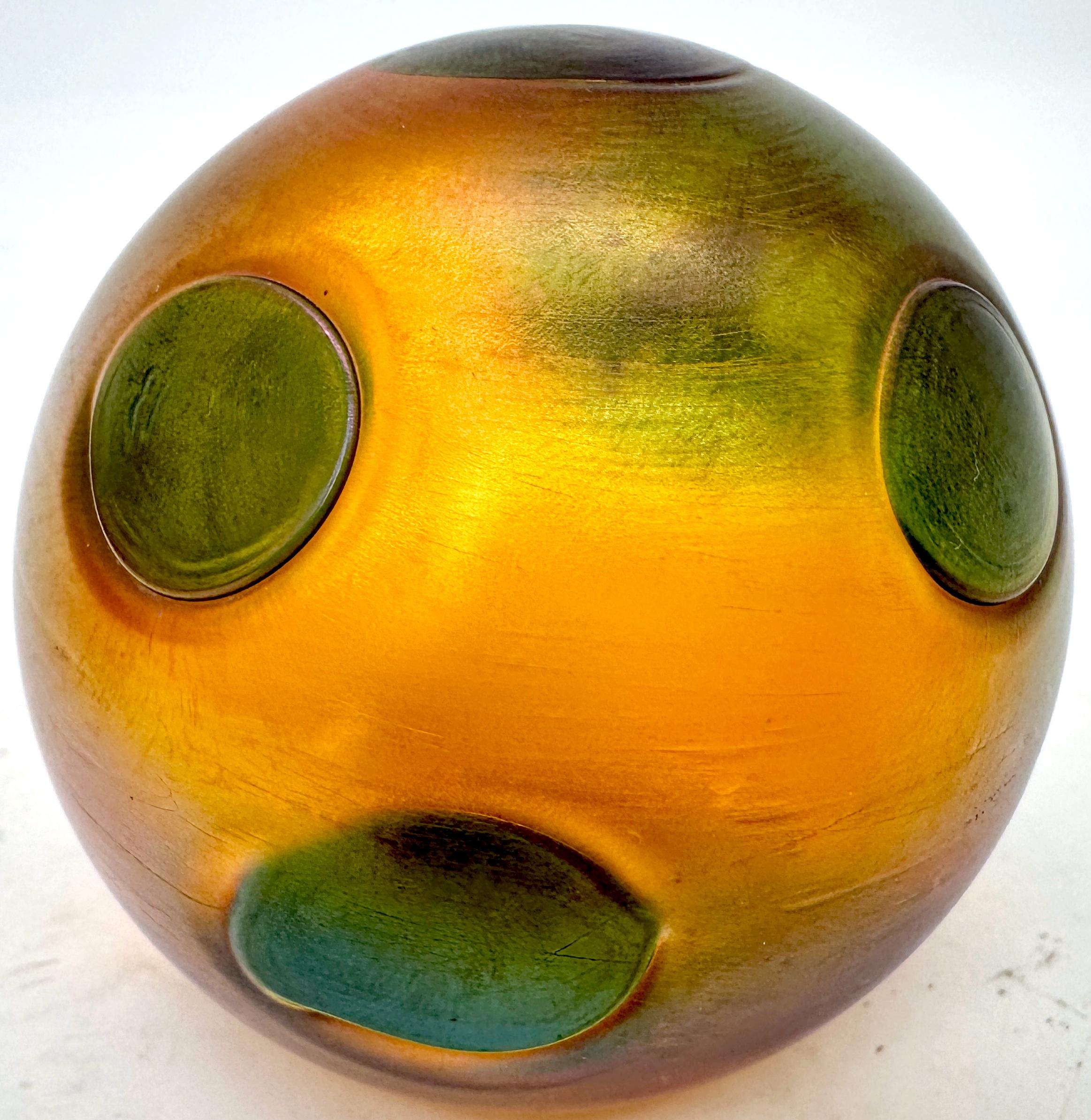 Tiffany Favrile Glass Art Nouveau Spotted Paperweight, Signed L.C.T. X17342 For Sale 2