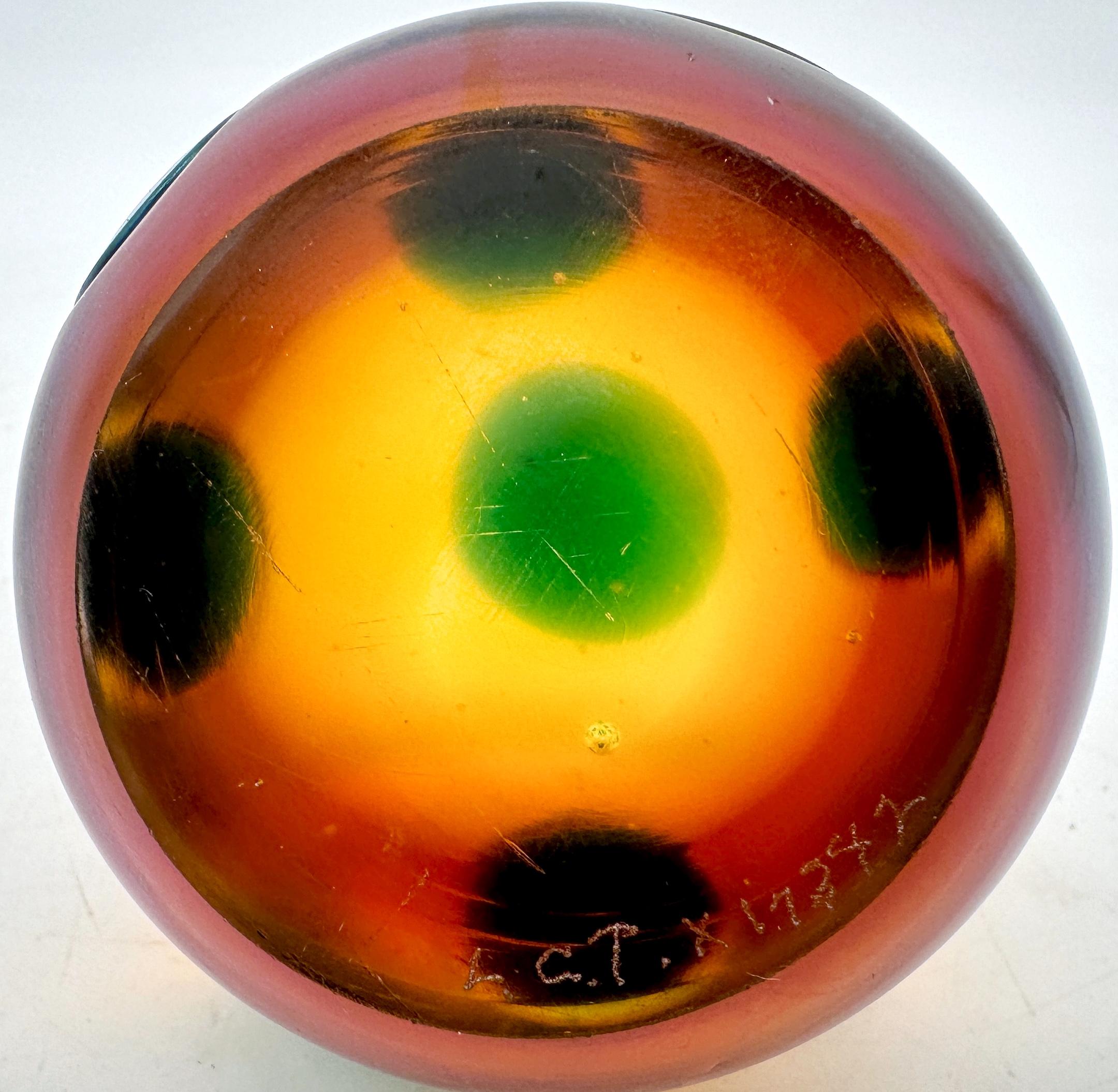 Tiffany Favrile Glass Art Nouveau Spotted Paperweight, Signed L.C.T. X17342 For Sale 3