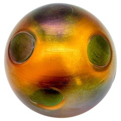 Fermacarte Tiffany in vetro Favrile Art Nouveau maculato, firmato A.L.C.A. X17342