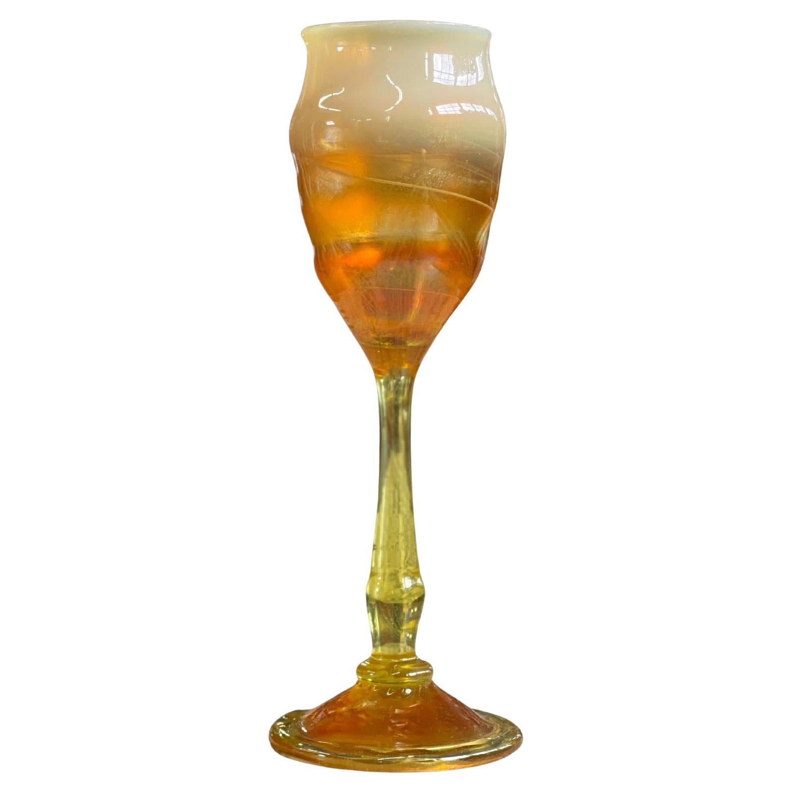 Tiffany Favrile Iridescent Glass Goblet For Sale