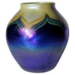 Tiffany Favrile Pulled Feather Miniature Vase