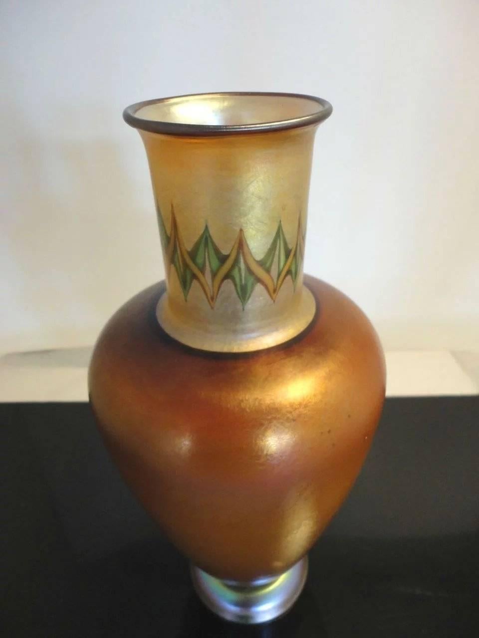 Tiffany Favrile Tel el Amarna Egyptian Inspired Art Glass Vase For Sale 1
