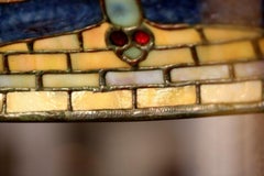 Tiffany Favrille Glass & Bronze Jeweled Dragonfly Table Lamp on Gilt Bronze Base