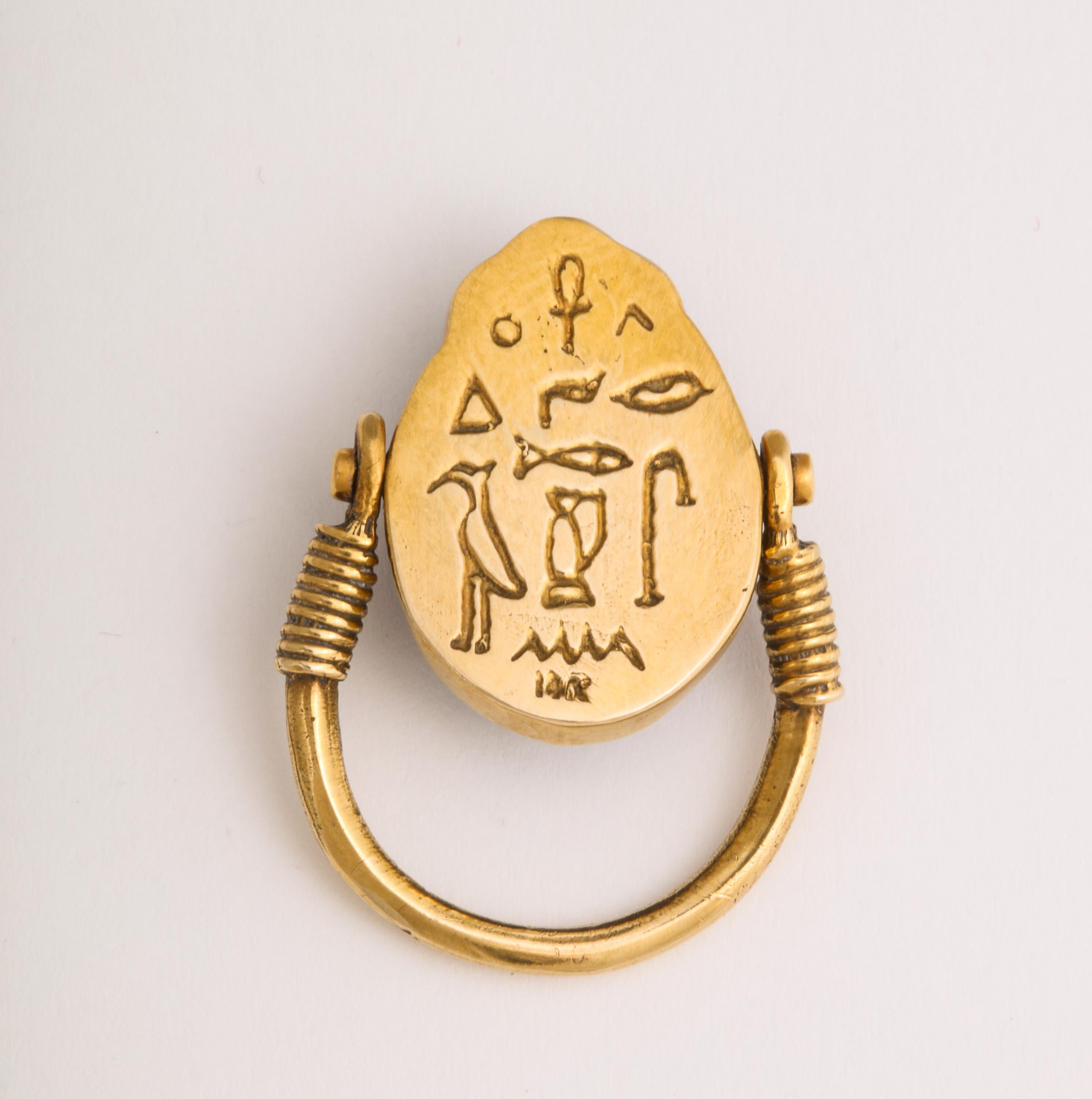 Egyptian Revival Tiffany & Co. Favrille Scarab in Later Egyptian Style Mounting