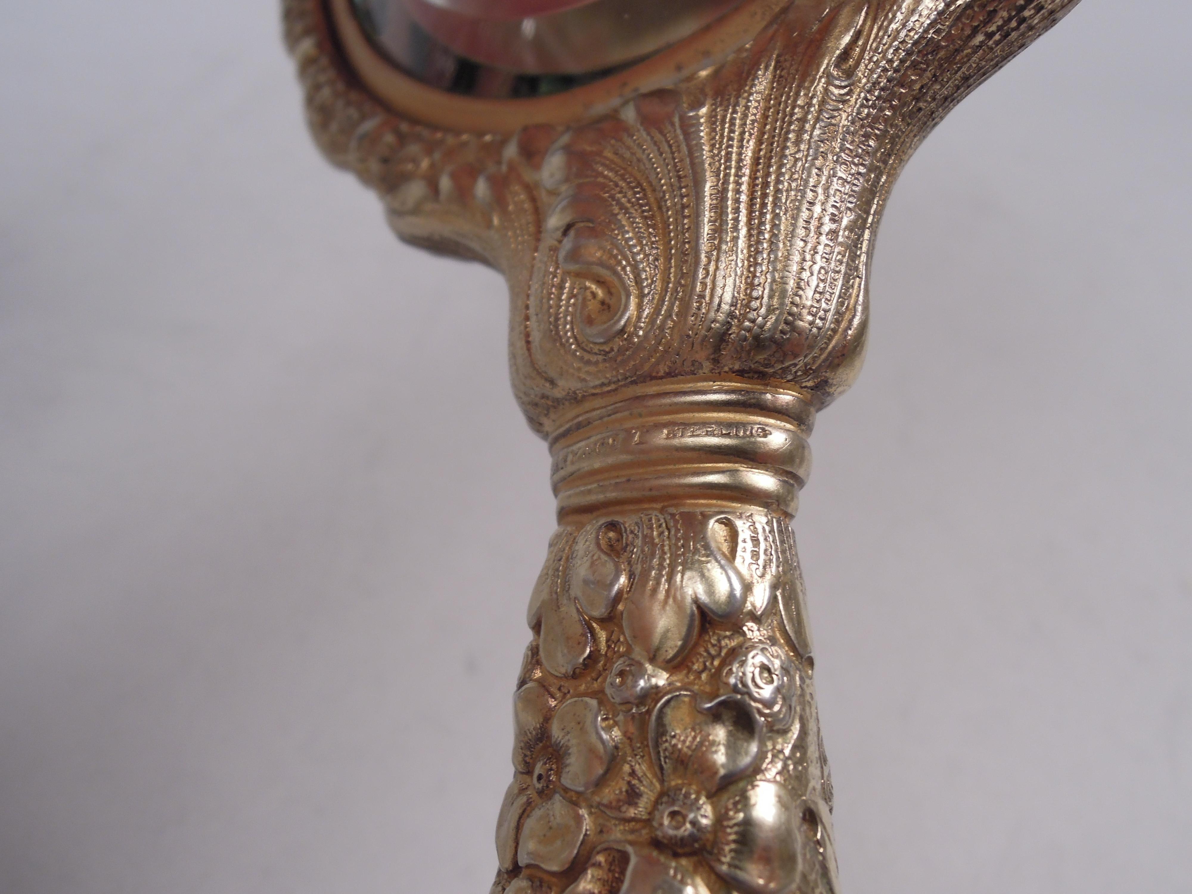 Coppia di vanità Tiffany Felce e Fiore con specchio a mano e spazzola per capelli in vendita 1