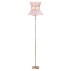 "Tiffany" Floor Lamp 30 Blush Silk, Antiqued Silvered Glass, Brass