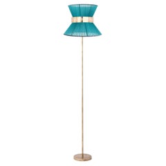 "Tiffany" Floor Lamp 30 Cypress Silk, Antiqued Silvered Glass, Brass