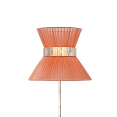 "Tiffany" Floor Lamp 30 Koral Silk, Antiqued Silvered Glass, Brass