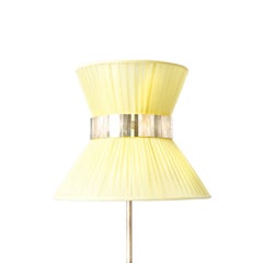 "Tiffany" Floor Lamp 30 Lemon Silk, Antiqued Silvered Glass, Brass
