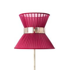 "Tiffany" Floor Lamp 30 Ruby Silk, Antiqued Silvered Glass, Brass