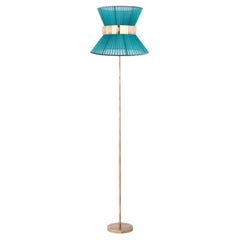 "Tiffany" Floor Lamp 40 Cypress Silk, Antiqued Silvered Glass, Brass