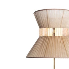 "Tiffany" Floor Lamp 40 Gold Silk, Antiqued Silvered Glass, Brass