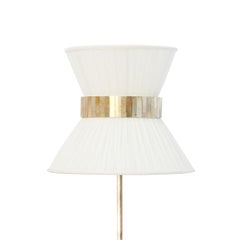 Stehlampe „Tiffany“ 40 Mat-Cream-Seiden, antik versilbertes Glas, Messing
