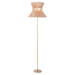 "Tiffany" Floor Lamp 40 Powder Silk, Antiqued Silvered Glass, Brass