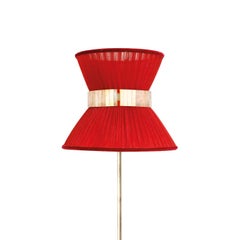 Lampada da terra "Tiffany" 40 Seta rosso ruggine, vetro argentato anticato, ottone