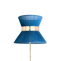 Stehlampe „Tiffany“ mit 40 Saphiren aus Seide, antik versilbertes Glas, Messing