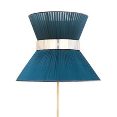 Lampada da terra Tiffany 80 Cypress Silk, ottone anticato, vetro argentato